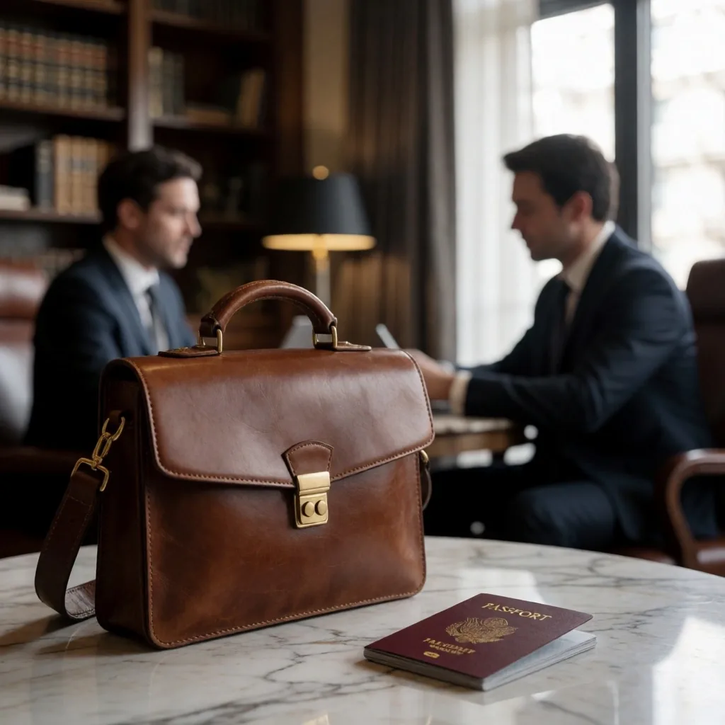 Pasaporte sobre escritorio durante consultoría de visa