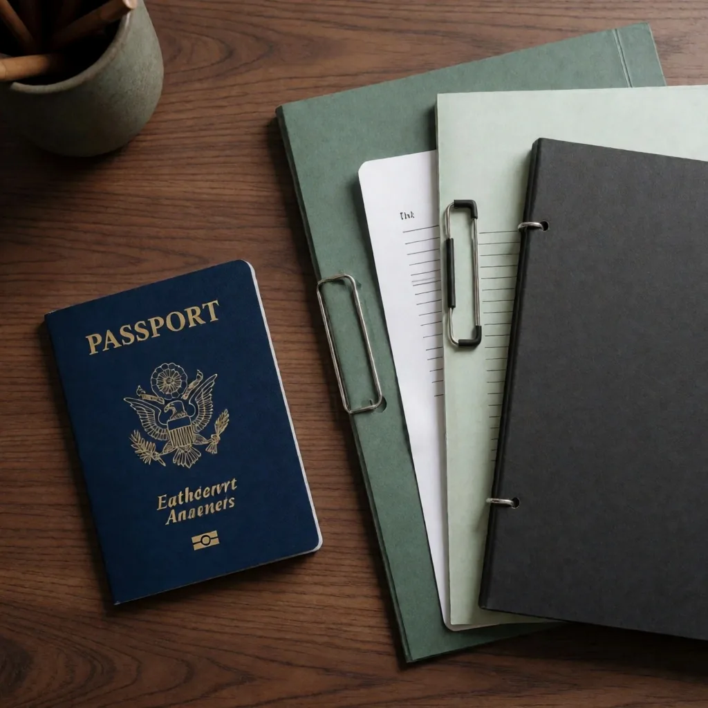 Documentación de visa sobre escritorio